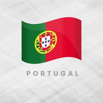 Portugal Waving Flag 3D Animation, National Portuguese Symbol on Textured Grey Background
