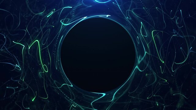 Blue cyber light streaks rush through a dark digital space, building high speed data flow, futuristic depth and clean technology motion in a seamless loop.
