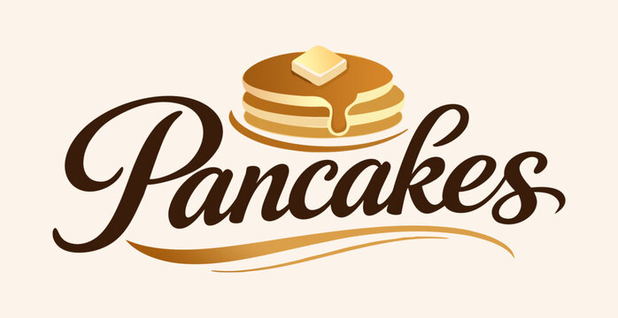 Pancake logo vector illustration template. Simple design letter delicious dessert