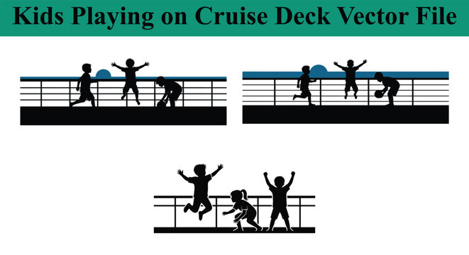 Children playing on cruise ship deck vector illustration graphics