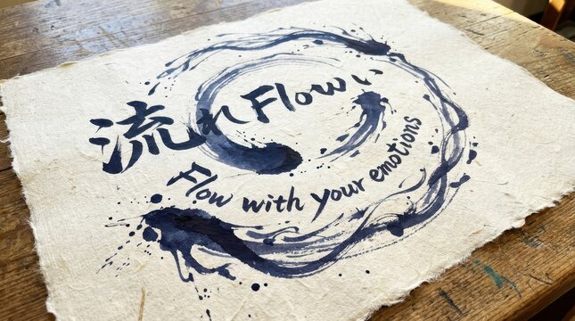 Textured Paper With Ink Artwork Showing Flow With Emotions