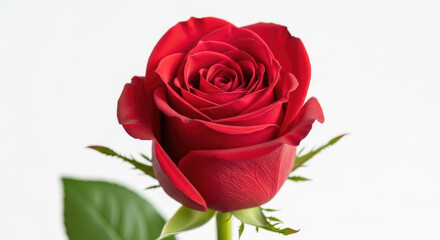 Fototapeta premium A single red rose in bloom symbol of love and beauty