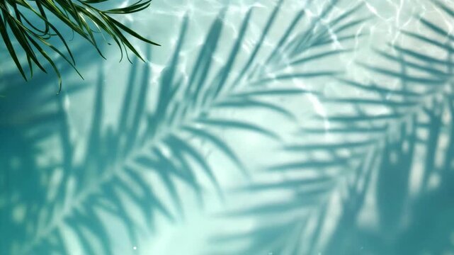 Observe clear tropical water rippling gently beneath moving palm tree shadows