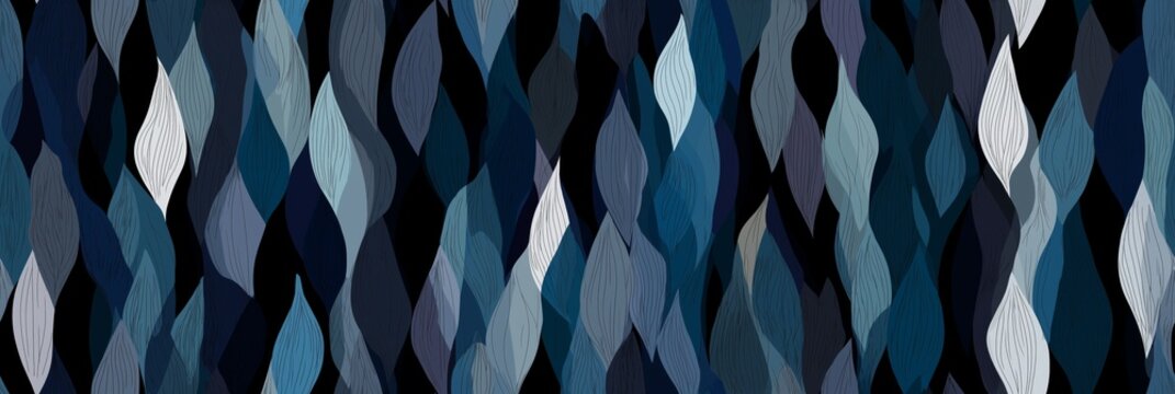 Abstract blue wavy pattern creating modern seamless background. Abstract wavy shapes in varying blue tones forming a continuous organic pattern