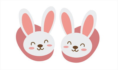 Fototapeta premium Bunny slippers vector in flat cartoon style. Cute rabbit face slippers for cozy home wear. Kawaii footwear illustration isolated on white background.