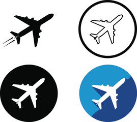 Fototapeta premium Airplane icon set vector illustration featuring multiple styles of aircraft symbols for travel agency and airline website user interfaces