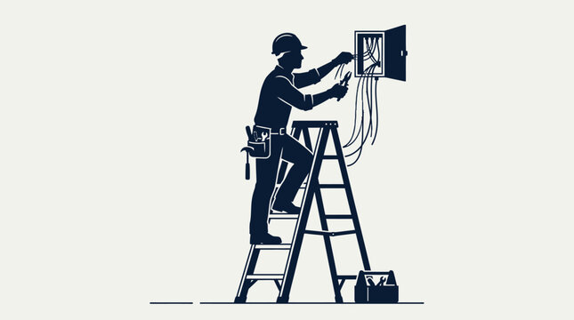 Man working on electrical panel.