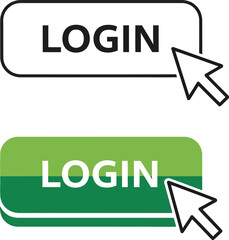 Fototapeta premium Login button vector illustration with computer mouse cursor pointer indicating user access interface elements for modern web design projects