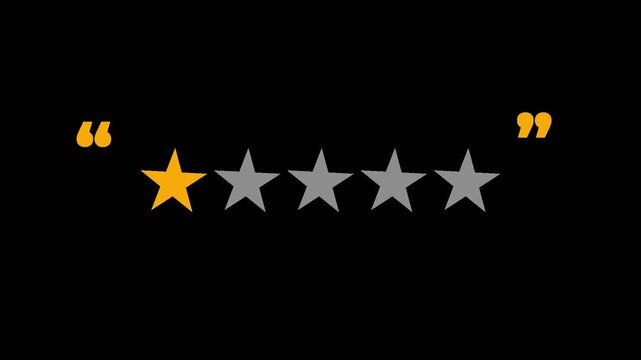 one star rating negative customer review feedback alpha channel animation