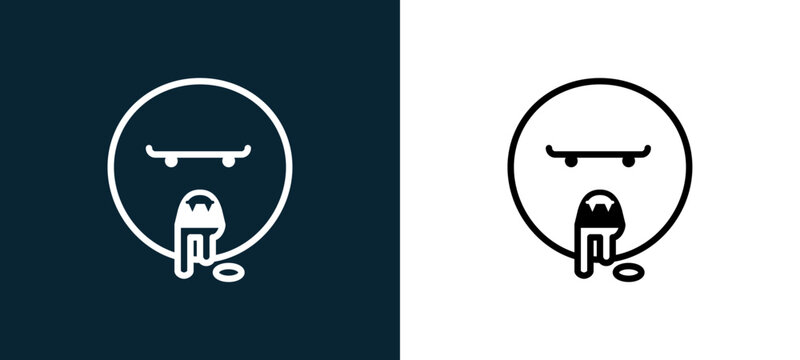 Two-color drool outline icon pair in black and white, editable stroke vector illustration for web, mobile apps, UI design, branding, and print from classics