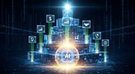 Obraz premium Artificial Intelligence Technology Data Analysis.