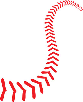 Red Baseball Laces Stitches Curved Seam