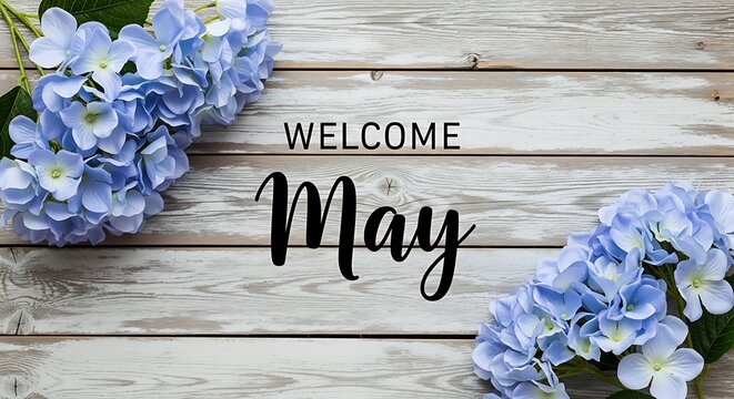 Elegant welcome greeting card design featuring beautiful blooming flowers for the month of may celebration