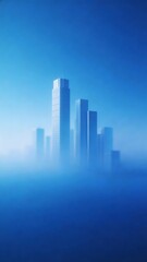 Fototapeta premium Foggy city skyscrapers
