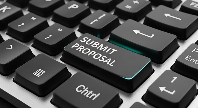 Computer keyboard features a prominent key labeled with text indicating agreement action