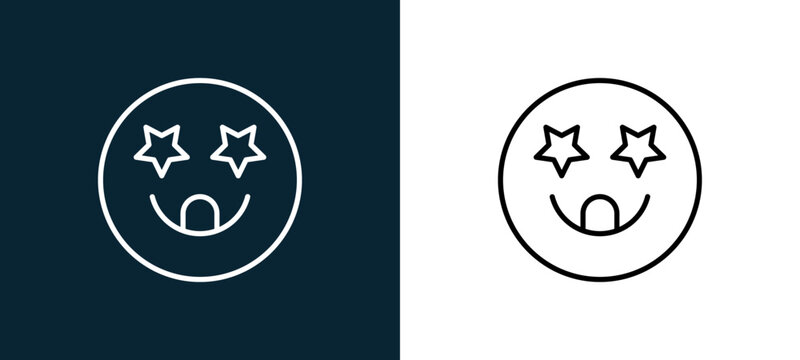 Two-color famous outline icon pair in black and white, editable stroke vector illustration for web, mobile apps, UI design, branding, and print from emoji