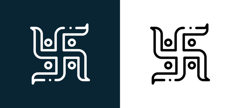 Two-color outline icon pair in black and white, editable stroke vector illustration for web, mobile apps, UI design, branding, and print from diwali