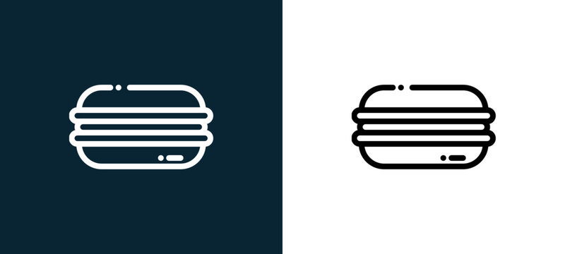 Two-color aroon outline icon pair in black and white, editable stroke vector illustration for web, mobile apps, UI design, branding, and print from cafe