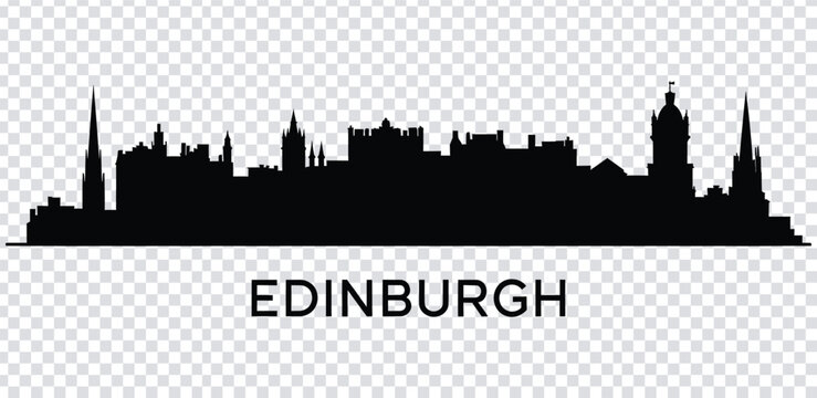 Vector illustration black silhouette of edinburgh city skyline