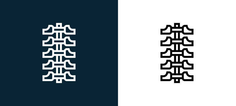 Two-color spine outline icon pair in black and white, editable stroke vector illustration for web, mobile apps, UI design, branding, and print from human organs