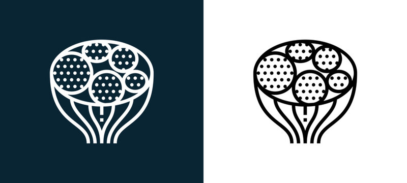 Two-color muscle outline icon pair in black and white, editable stroke vector illustration for web, mobile apps, UI design, branding, and print from human organs