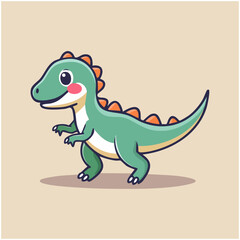 Cute Dinosaur Cartoon Vector. Green T-Rex Illustration. Friendly Dino Character Design for Children's Content, Educational Material. Adorable Prehistoric Animal with a Warm Smile. © Fernando