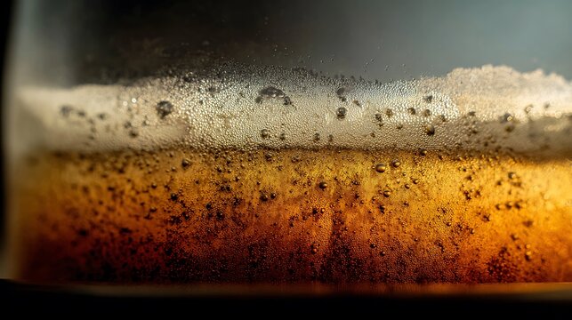 closeup of beer in glass.