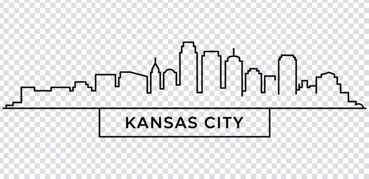 Vector illustration kansas city skyline cityscape in black line art