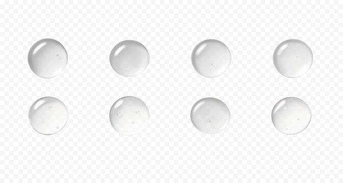 Realistic gel serum drops. Clear droplets of cosmetic liquid for skincare product design