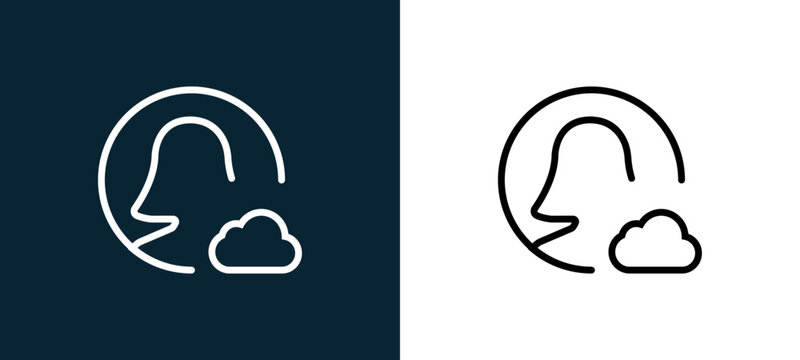 Two-color user outline icon pair in black and white, editable stroke vector illustration for web, mobile apps, UI design, branding, and print from interaction set