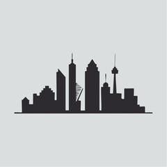 Obraz premium black silhouette city skyline with skyscrapers and towers