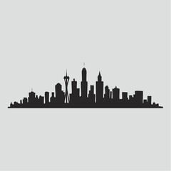 Fototapeta premium black silhouette city skyline with skyscrapers and towers