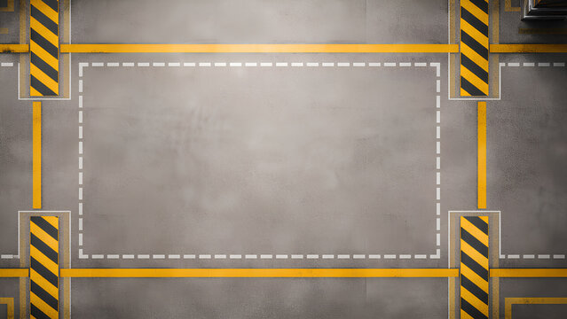 industrial factory floor with safety lines top view geometric layout