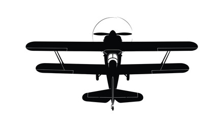Front view of a classic biplane aircraft sharply defined silhouette © Jewel