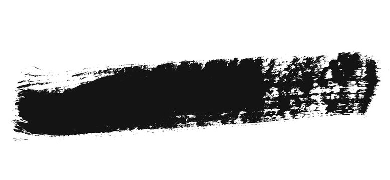 Dry brush black stroke bar title frame isolated on transparent background for natural paint banner and headline overlay png
