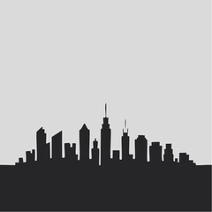 Obraz premium black silhouette of urban city skyline with skyscrapers