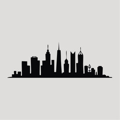Naklejka premium black silhouette city skyline illustration with skyscrapers