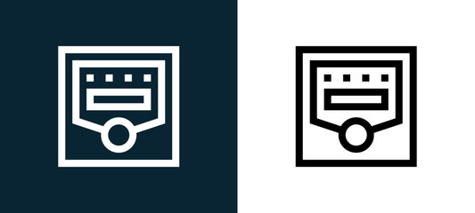 Two-color controller outline icon pair in black and white, editable stroke vector illustration for web, mobile apps, UI design, branding, and print from home automation © MacroOne