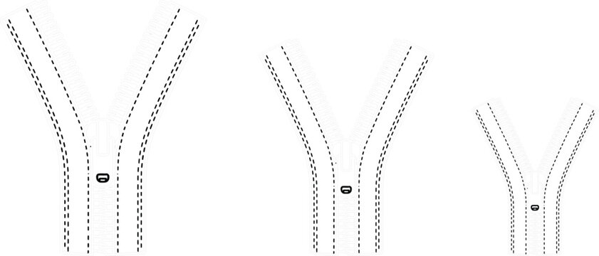 Zippers, zipper illustrations, clothing fasteners, vector icons