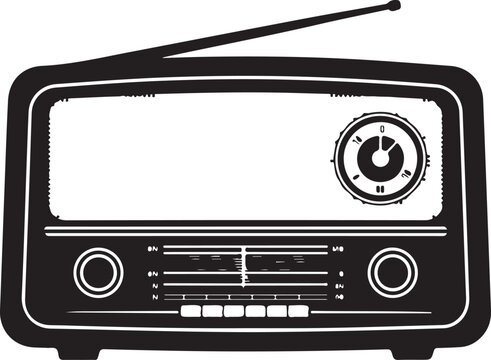 Vintage Radio, Retro Radio Illustration, Black and White Radio Icon, Vector Radio Design