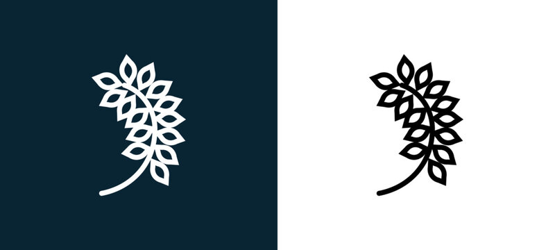 Two-color oat outline icon pair in black and white, editable stroke vector illustration for web, mobile apps, UI design, branding, and print from gastronomy