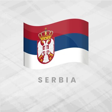 Serbia Waving Flag 3D Illustration; Serbian National Symbol Vector Animation on Grey Background