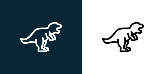 Two-color tyranaurus outline icon pair in black and white, editable stroke vector illustration for web, mobile apps, UI design, branding, and print from diaur © MacroOne