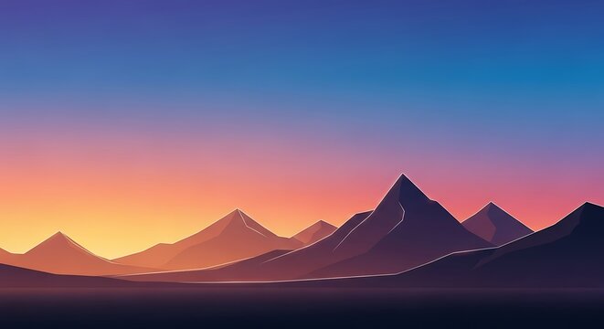 Mountain Range at Sunset with Vibrant Colors.