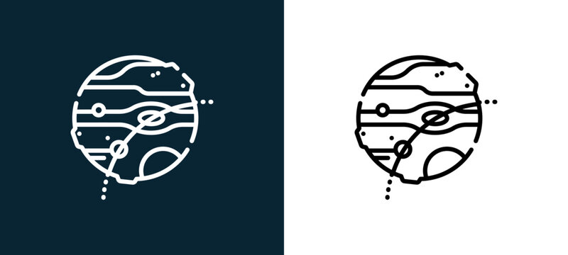 Two-color eclipse outline icon pair in black and white, editable stroke vector illustration for web, mobile apps, UI design, branding, and print from space