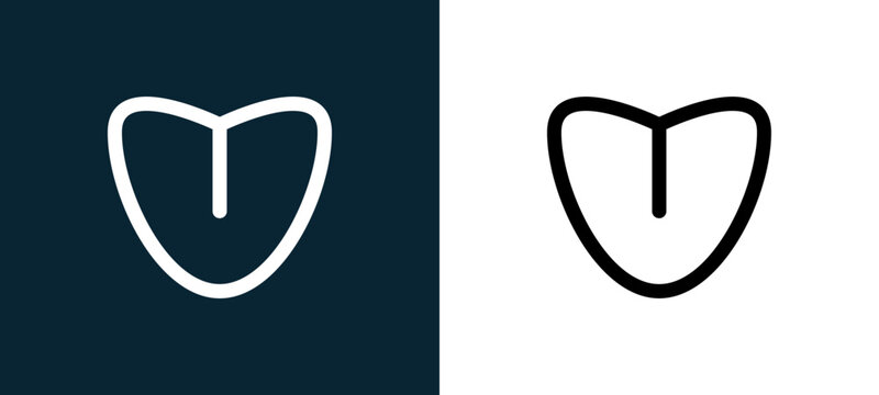 Two-color body organ variant with line outline icon pair in black and white, editable stroke vector illustration for web, mobile apps, UI design, branding, and print from body parts