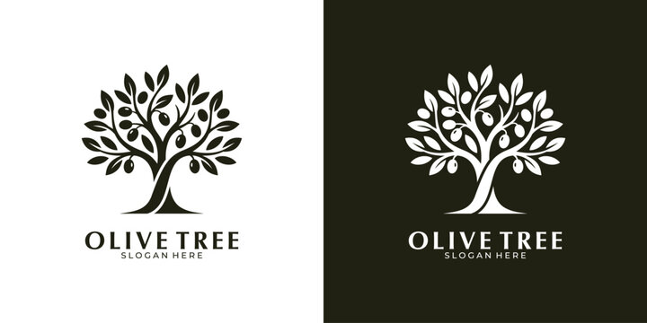 Elegant minimalist olive tree logo design