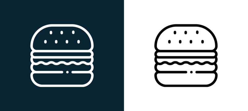 Two-color burguer outline icon pair in black and white, editable stroke vector illustration for web, mobile apps, UI design, branding, and print from TAB BAR AND SETTINGS