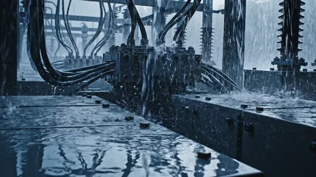 Heavy Rain Cascades Over Exposed Electrical Network