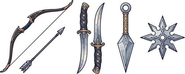 Naklejka premium Medieval weapons on white background.